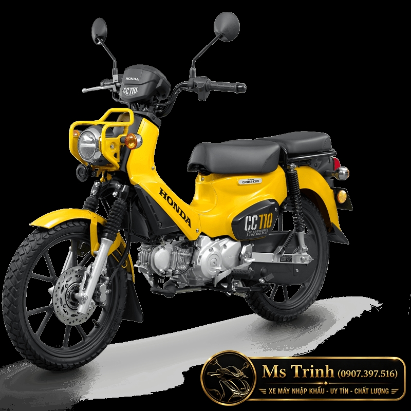 Honda Cross Cub 110 2026 xanh lá với thân xe gọn và hệ thống giảm xóc trước